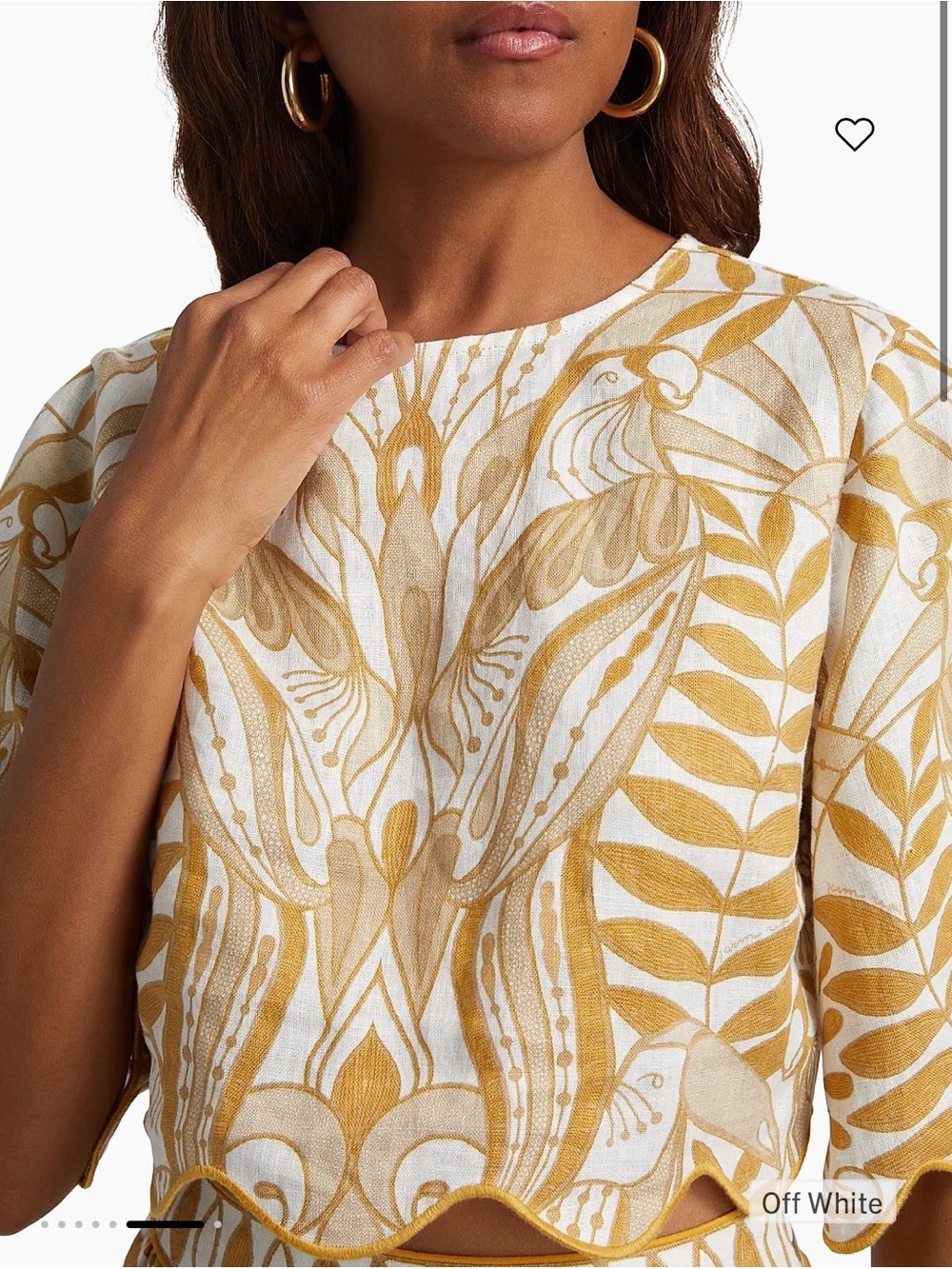 NWT M FARM Rio Lace Nature Embroidered Scallop-Hem Crop Top - Picture 4 of 7